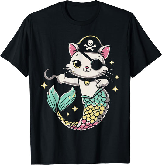 Pirate Mermaid Cat Cats Lover Kitten Pet Owner T-Shirt