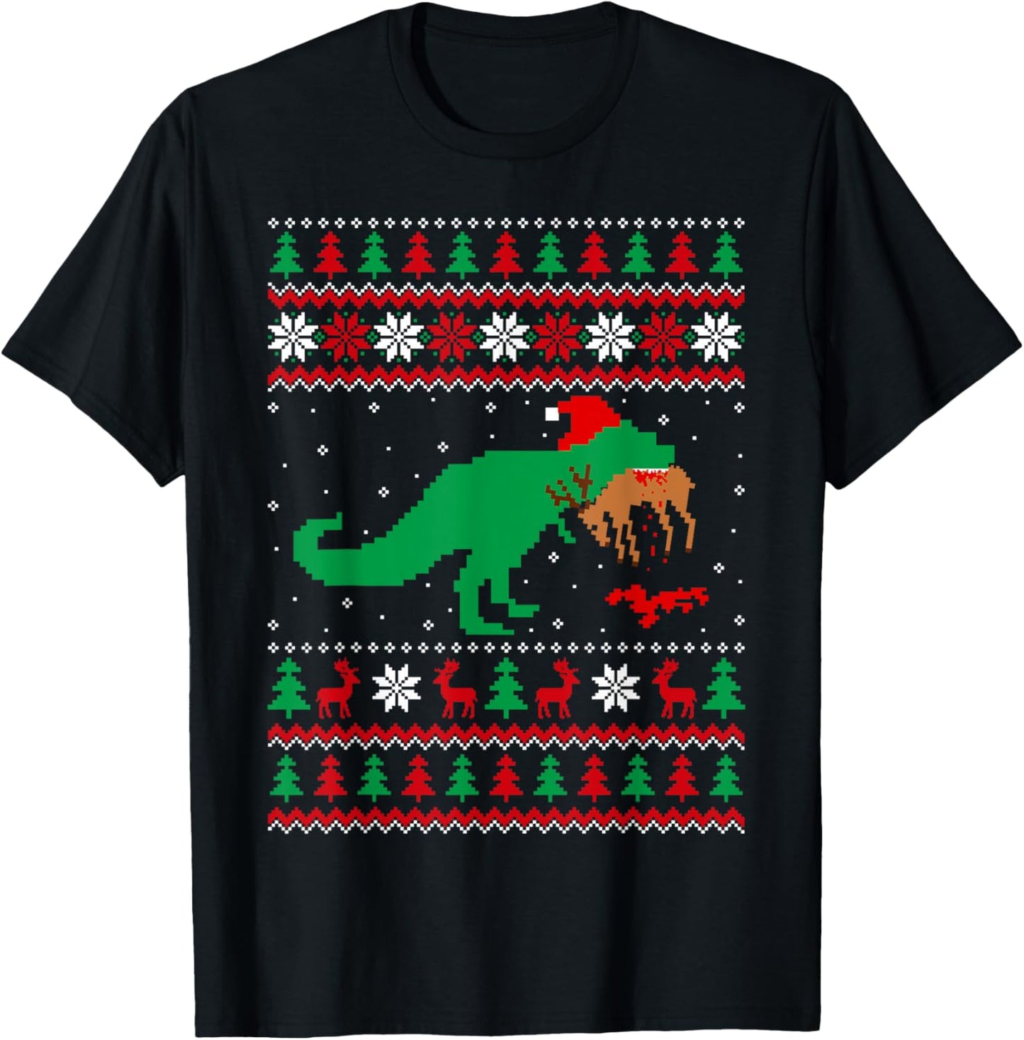 T Rex Dinosaur Eating Reindeer Xmas Ugly Dinosaur Christmas T-Shirt
