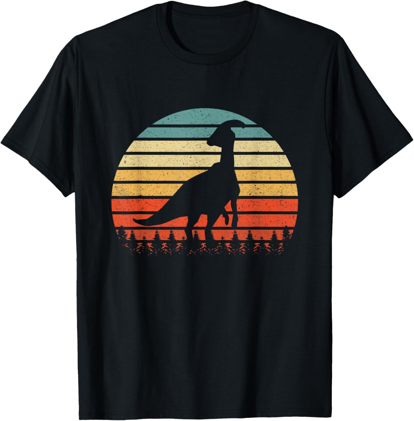 Vintage Parasaurolophus Dinosaurus Sunset Retro T-Shirt