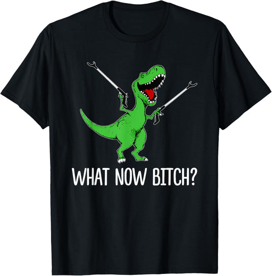 What Now Bitch Funny Dinorsaur Meme T-Shirt