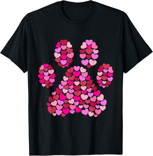 Paw Print Hearts Dog Lover Gift T-Shirt