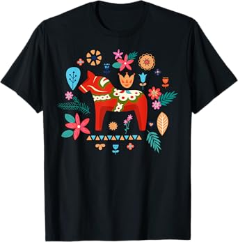 Dalecarlian Horse Design for a Proud swedish dala horse fan T-Shirt