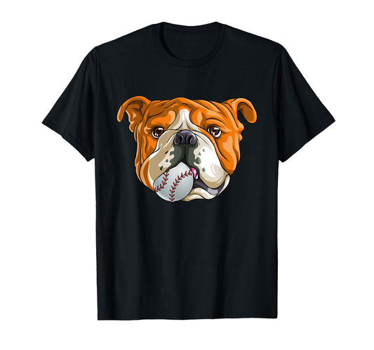English Bulldog Baseball T Shirt Dog Funny Cute Lover T-Shirt
