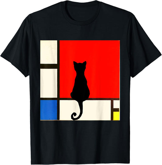 A Black Cat In A Mondrian Painting T-Shirt