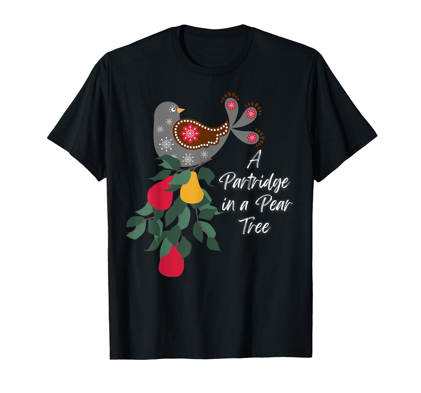 LittleFeats Unisex-Adult 12 Days of Christmas Song T-Shirt, Black, Small, Short Sleeve, Classic Fit, Cotton 60% Polyester 40%