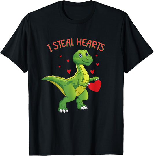 Valentine's Day Dinosaur - I Steal Hearts - T-rex - Classic T-Shirt