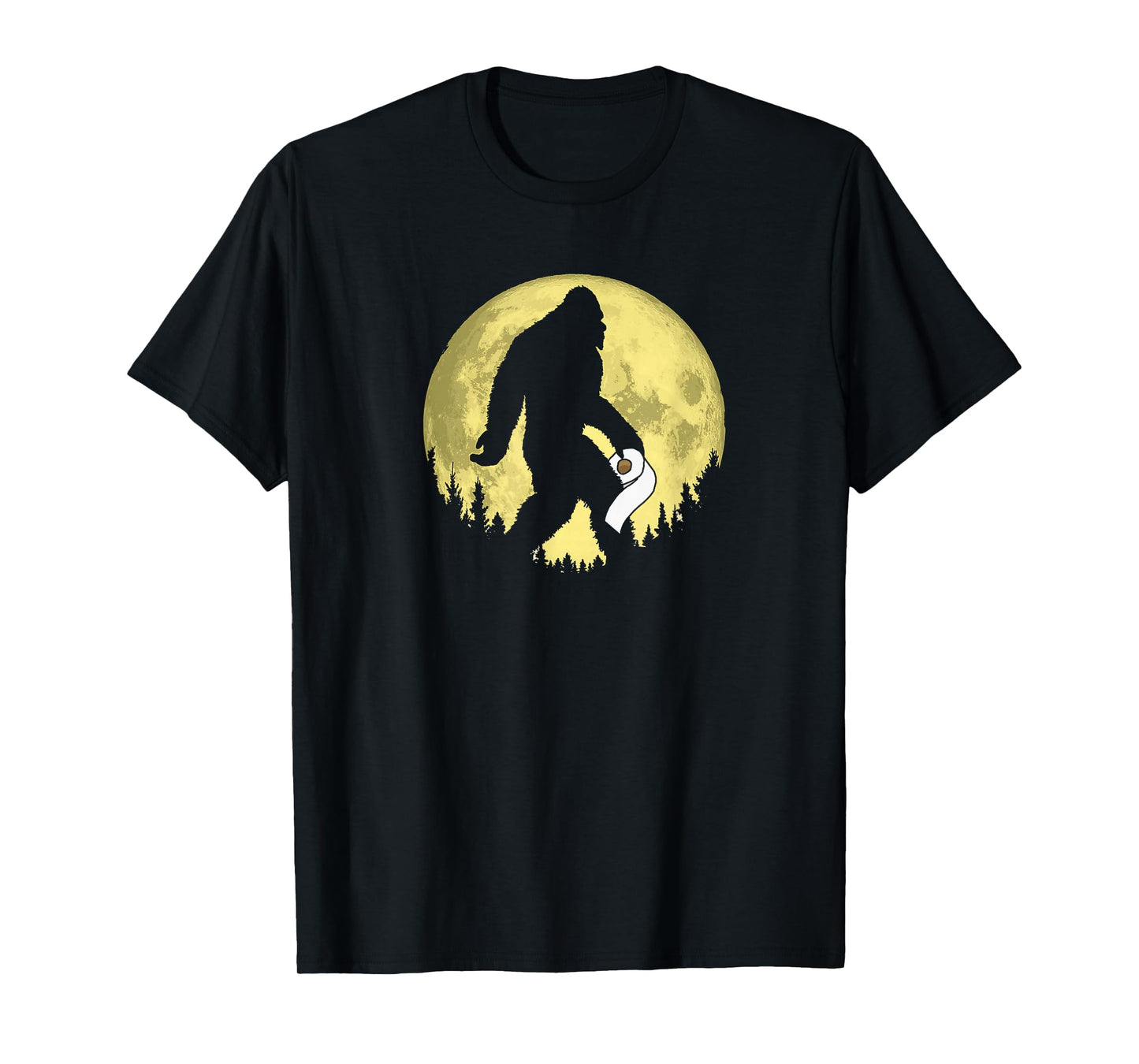 Funny Bigfoot & Toilet Paper Night Time Moon Graphic T-Shirt