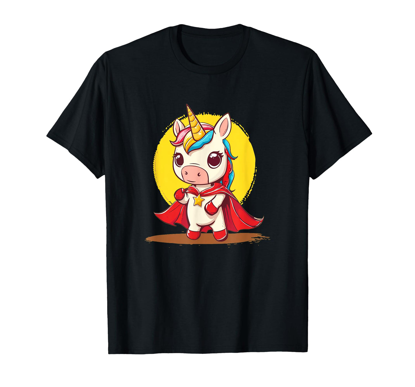 Good-looking Unicorn in Superhero Uniform with Cape T-Shirt