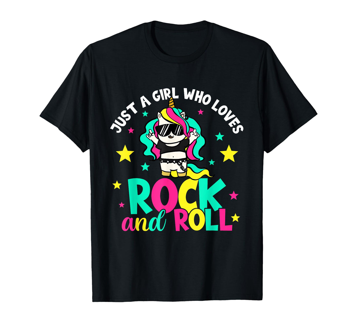 Just A Girl Who Loves Rock And Roll Funny Unicorn Lover T-Shirt