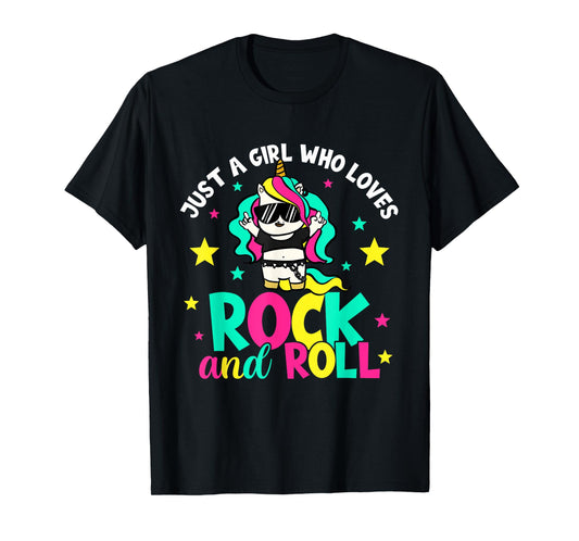 Just A Girl Who Loves Rock And Roll Funny Unicorn Lover T-Shirt