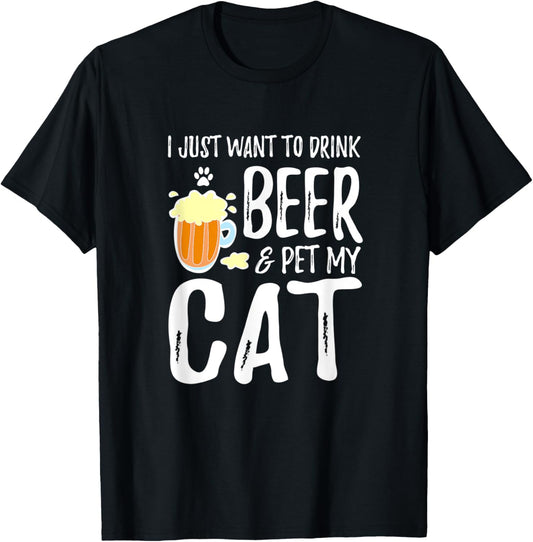 Cat Lover Beer Funny Cat Mom Gift T-Shirt