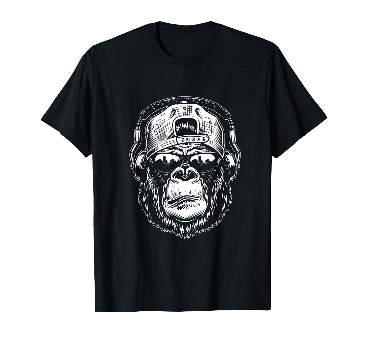 Monkey Cool Chimpanzee Sunglasses Headphones T-Shirt
