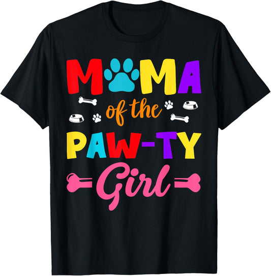 Mama Of The Paw-ty Girl Dog Family Matching Party T-Shirt