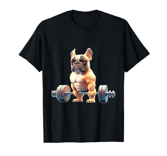 Funny French Bulldog Bodybuilding Gym Frenchie Weightlifter T-Shirt for Men Women Kids