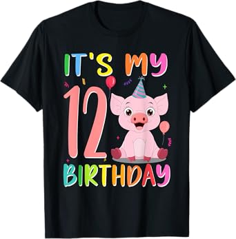It’s My 12th Birthday Pig for Pig Lover 12 Year Old T-Shirt