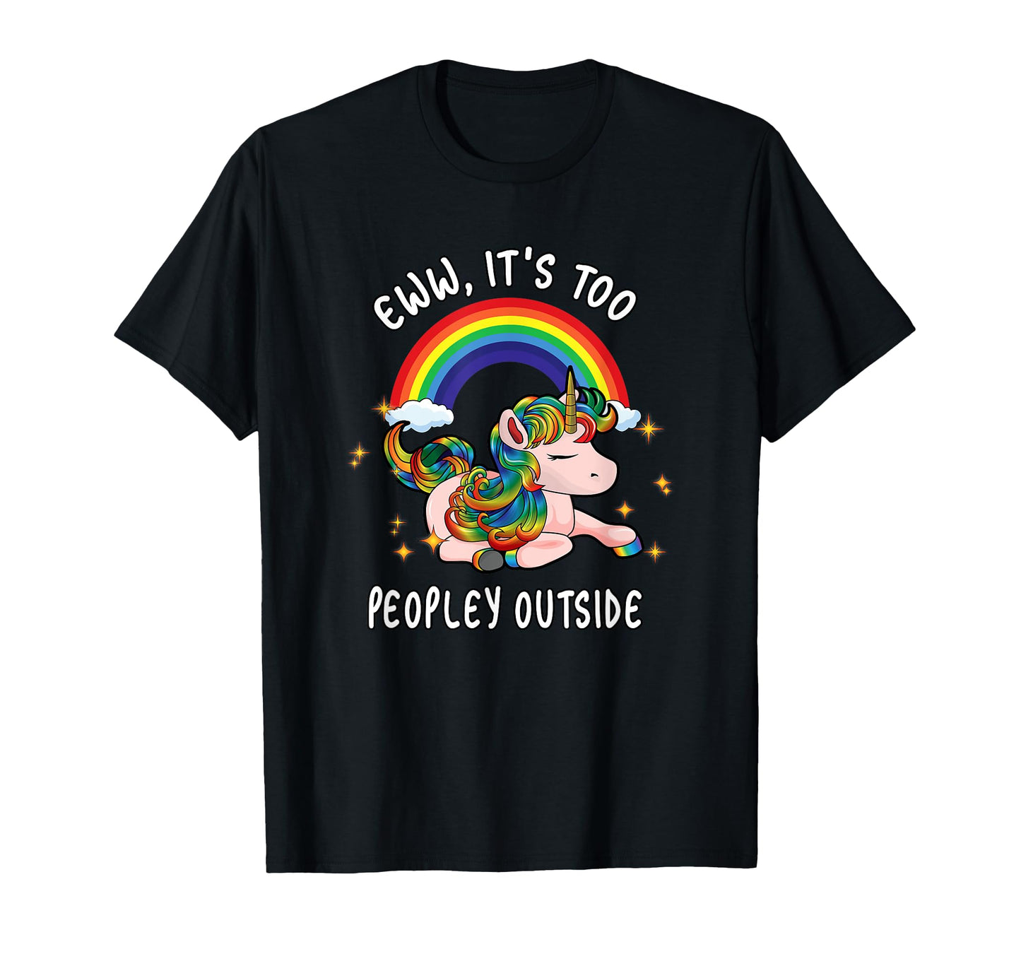 Cute Emo Unicorn Introvert Gift Ew It's Too Peopley Outside T-Shirt