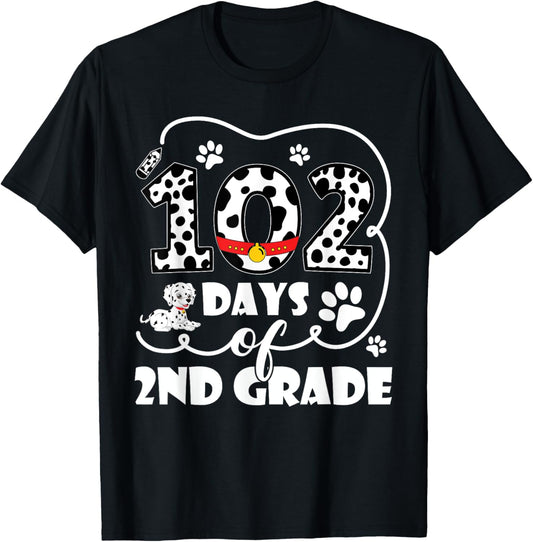 102 Day Of 2nd Grade 102 Days Smarter Teacher Dalmatian Dog T-Shirt