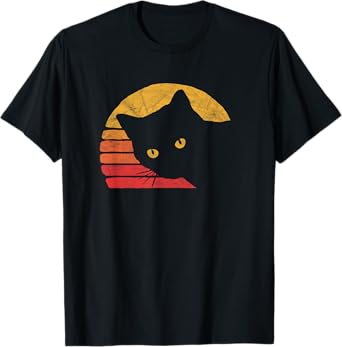 Vintage Eighties Style Cat Retro Distressed Design T-Shirt for Men Women Kids