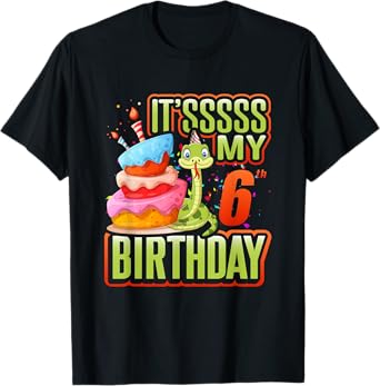 Snake Birthday Party Kids 6th Reptile Supplies Decorations T-Shirt