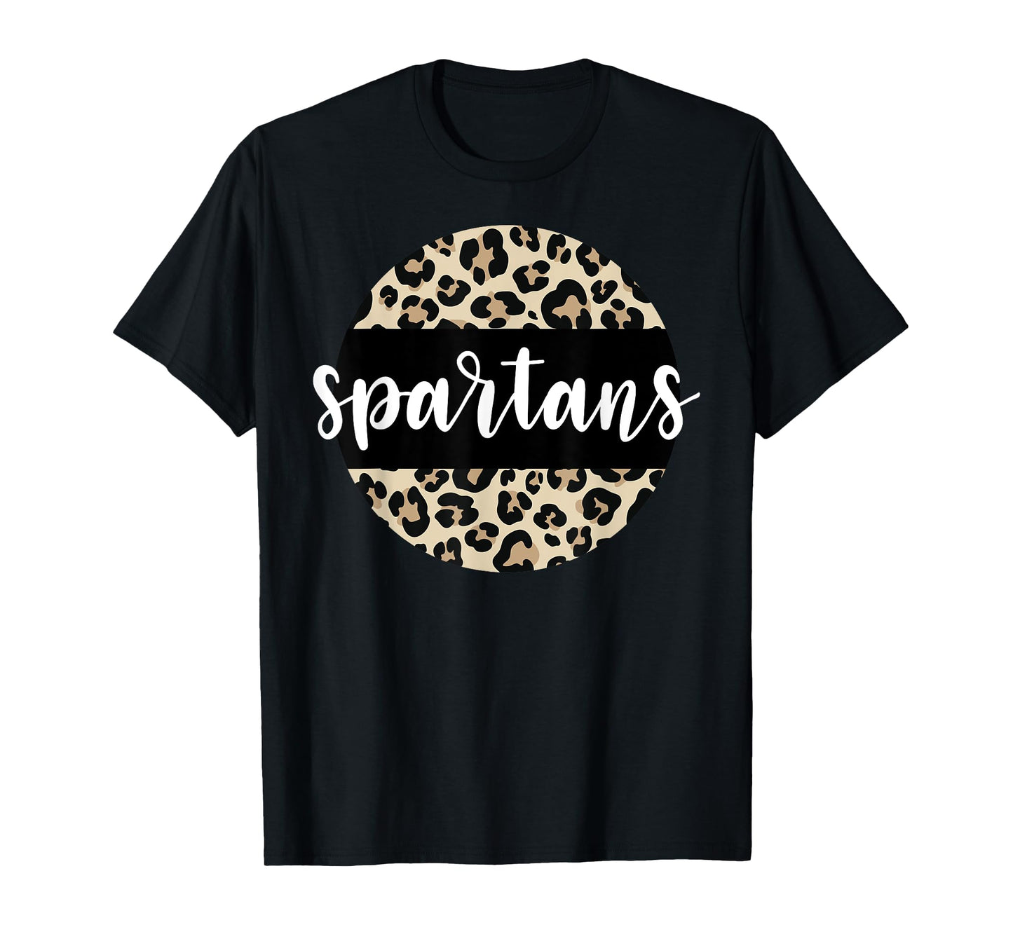 Leopard Print Spartans Team Mascot School Spirit Game Night T-Shirt