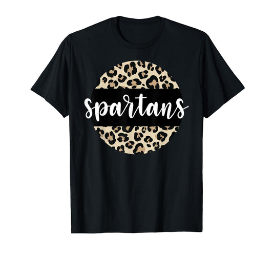 Leopard Print Spartans Team Mascot School Spirit Game Night T-Shirt