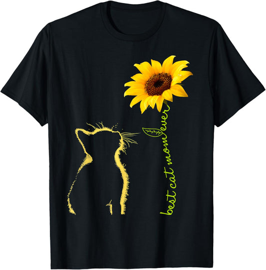 Best Cat Mom Ever Sunflower Mother's Day for Cat Lover T-Shirt