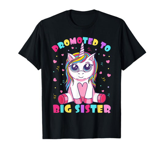 Promoted To Big Sister Cute Unicorn Lover Kids Girls T-Shirt