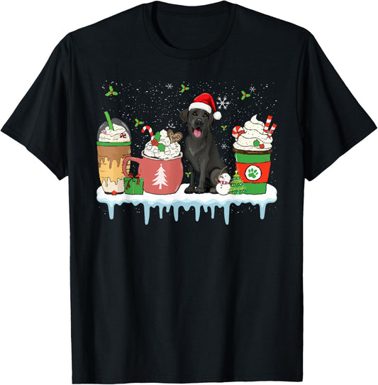 Black Lab Coffee Latte Winter Christmas Dog Mom Holiday T-Shirt