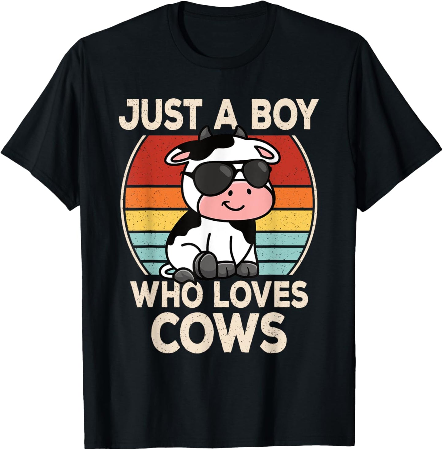 Just A Boy Who Loves Cows Retro Cow Boys Kids T-Shirt