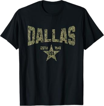 Camo Souvenir USA Star Dallas Texas T-Shirt