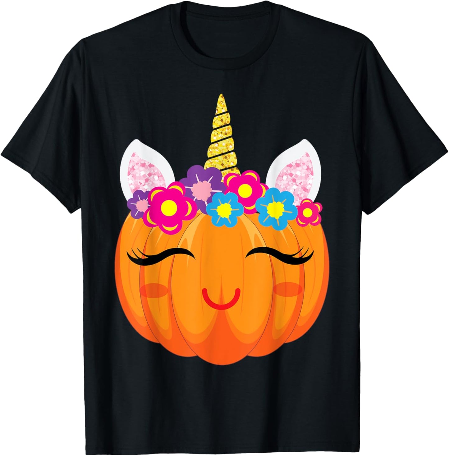 Cute Unicorn Girls Halloween Pumpkin Patch Costume Women T-Shirt