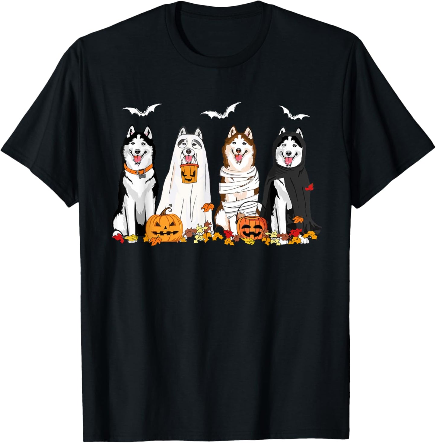 Funny Husky Ghost Dogs Halloween Husky Dog Mom Husky Lover T-Shirt