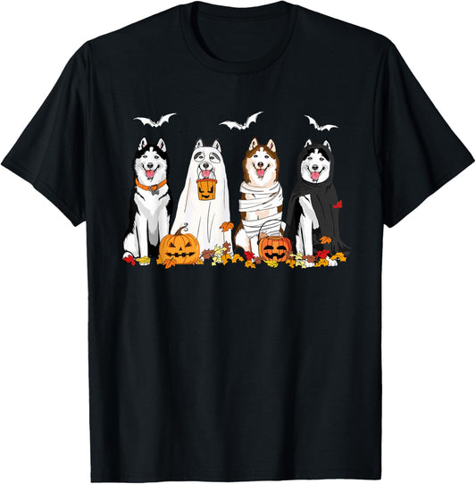 Funny Husky Ghost Dogs Halloween Husky Dog Mom Husky Lover T-Shirt