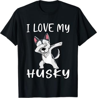 Funny Huskies Dog I love My Husky T-Shirt for Men Women Kids