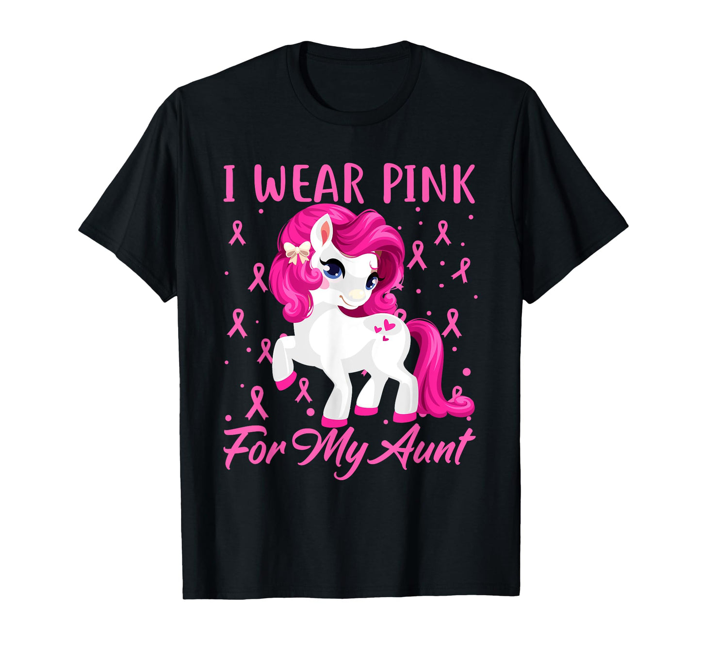 I Wear Pink For My Aunt Breast Cancer Awareness Unicorn T-Shirt