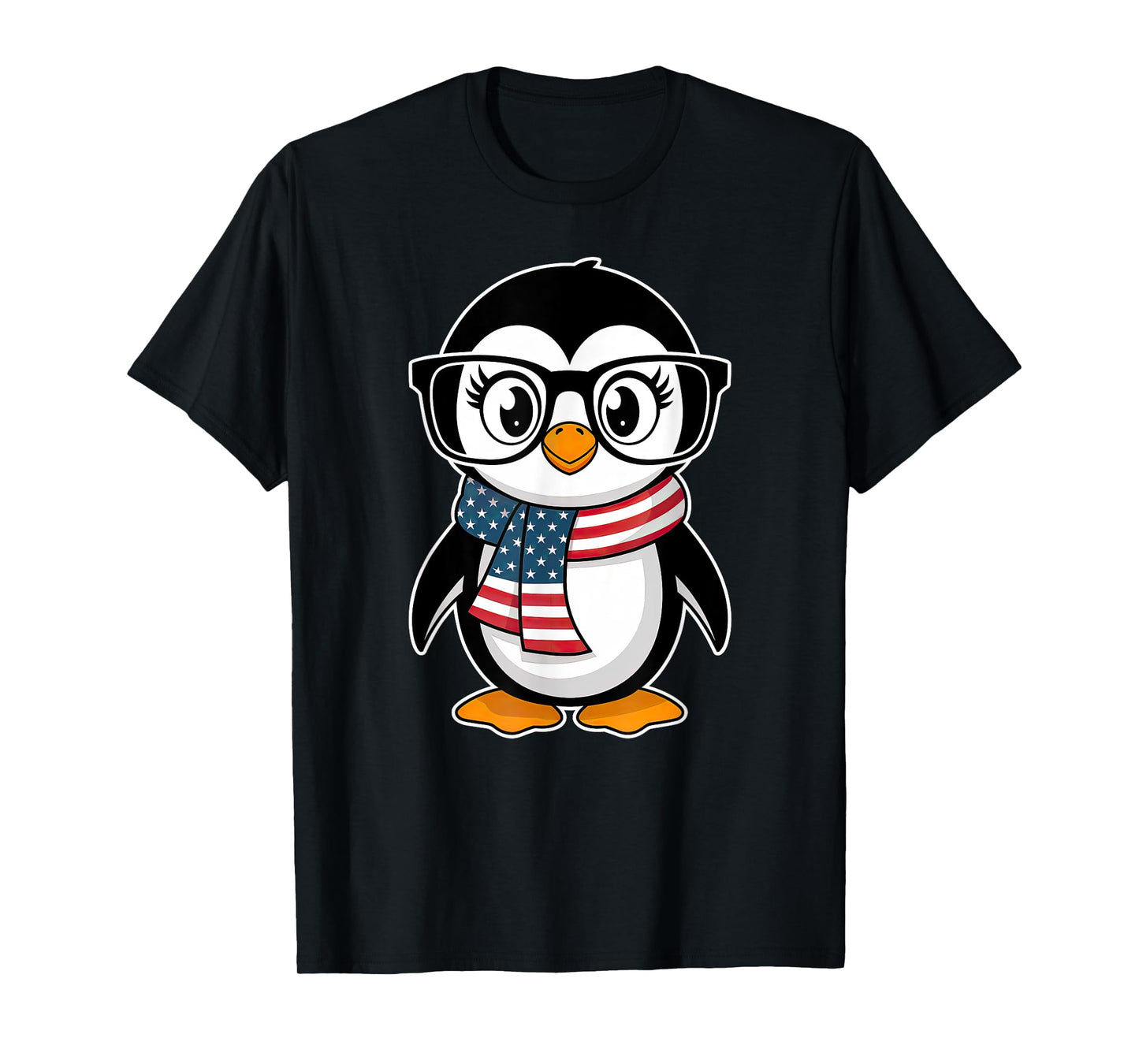 Penguin 4th of July USA American Flag Patriotic Cute T-Shirt