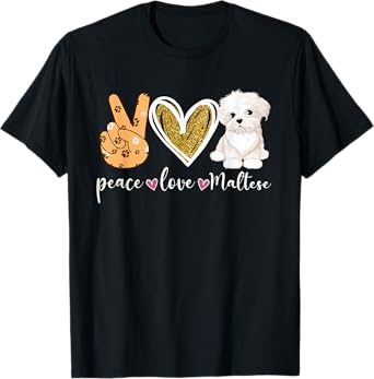 Vintage Maltese Lover Dog Dad Dog Mom Unisex-Adults and Kids Black Modern Short Sleeve T-Shirt