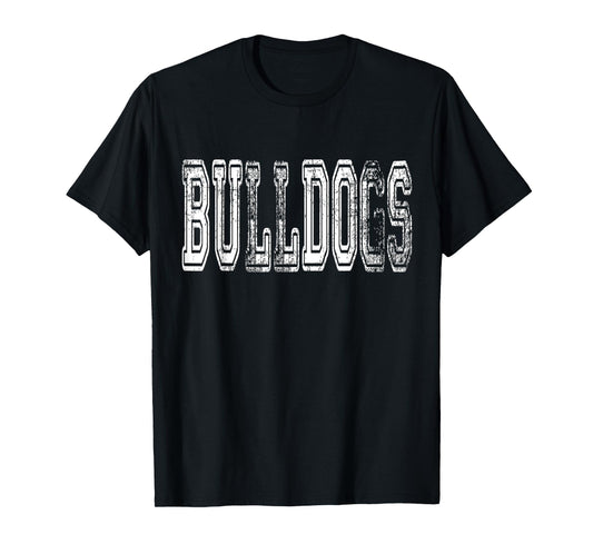Bulldogs Mascot Distressed Vintage School Sports Name Fans T-Shirt