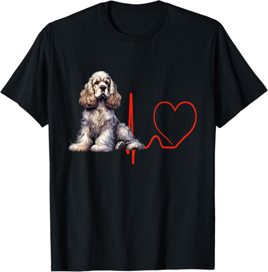 American Cocker Spaniel Dog Heartbeat Funny Dogs Owner Lover T-Shirt