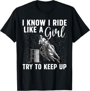 Funny Barrel Racing Art Girls Women Horse Racing Lovers T-Shirt