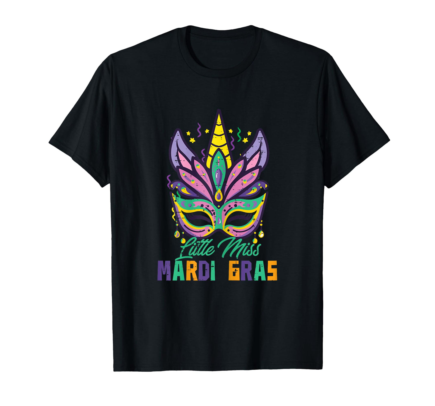 Little Miss Mardi Gras Unicorn Mask Toddler Girls Kids Youth T-Shirt