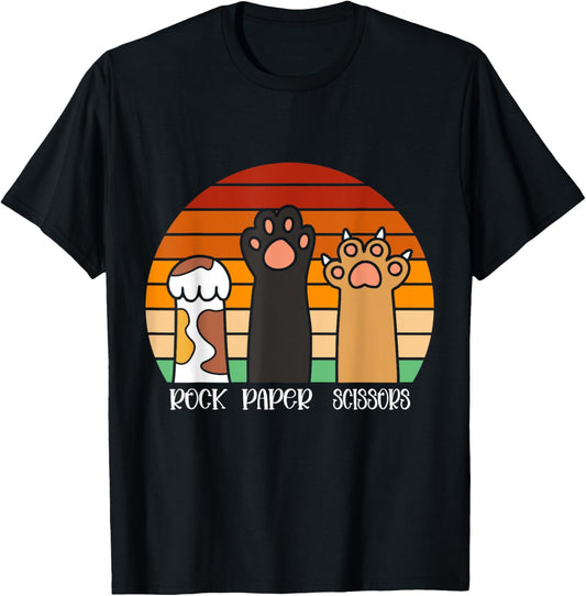 Rock Paper Scissors Game Kitten Lover Animal Paws Cat T-Shirt