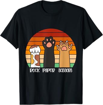 Rock Paper Scissors Game Kitten Lover Animal Paws Cat T-Shirt