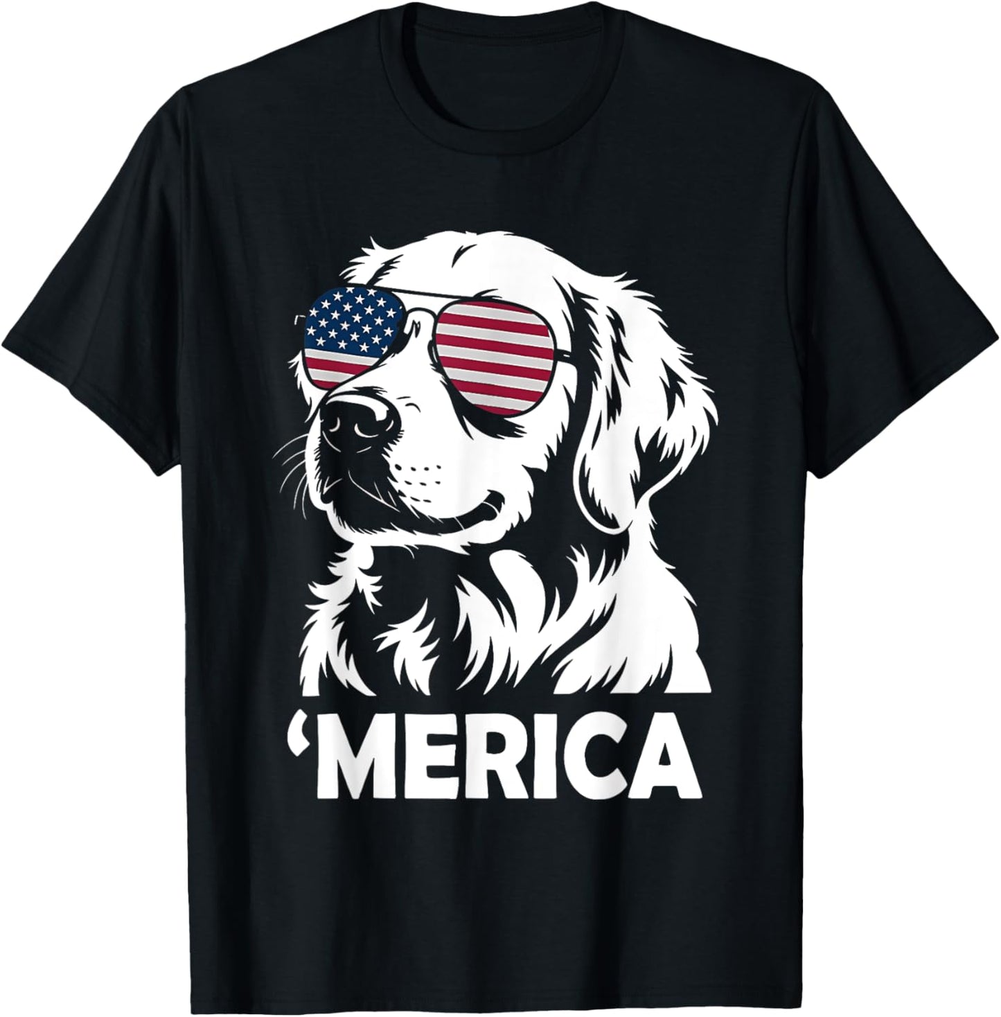 Golden Retriever 4th Of July Merica Vintage Retro T-Shirt