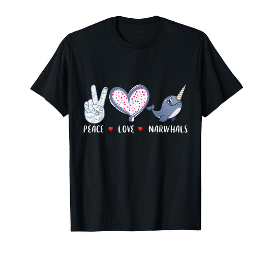 Peace love Narwhals gifts for girls boys kids women men T-Shirt