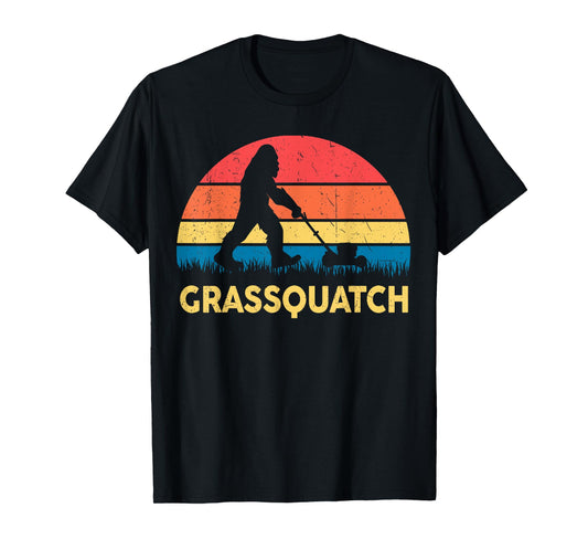 Dad Lawn Mowing Grassquatch Bigfoot Mower Gift Funny Garden T-Shirt