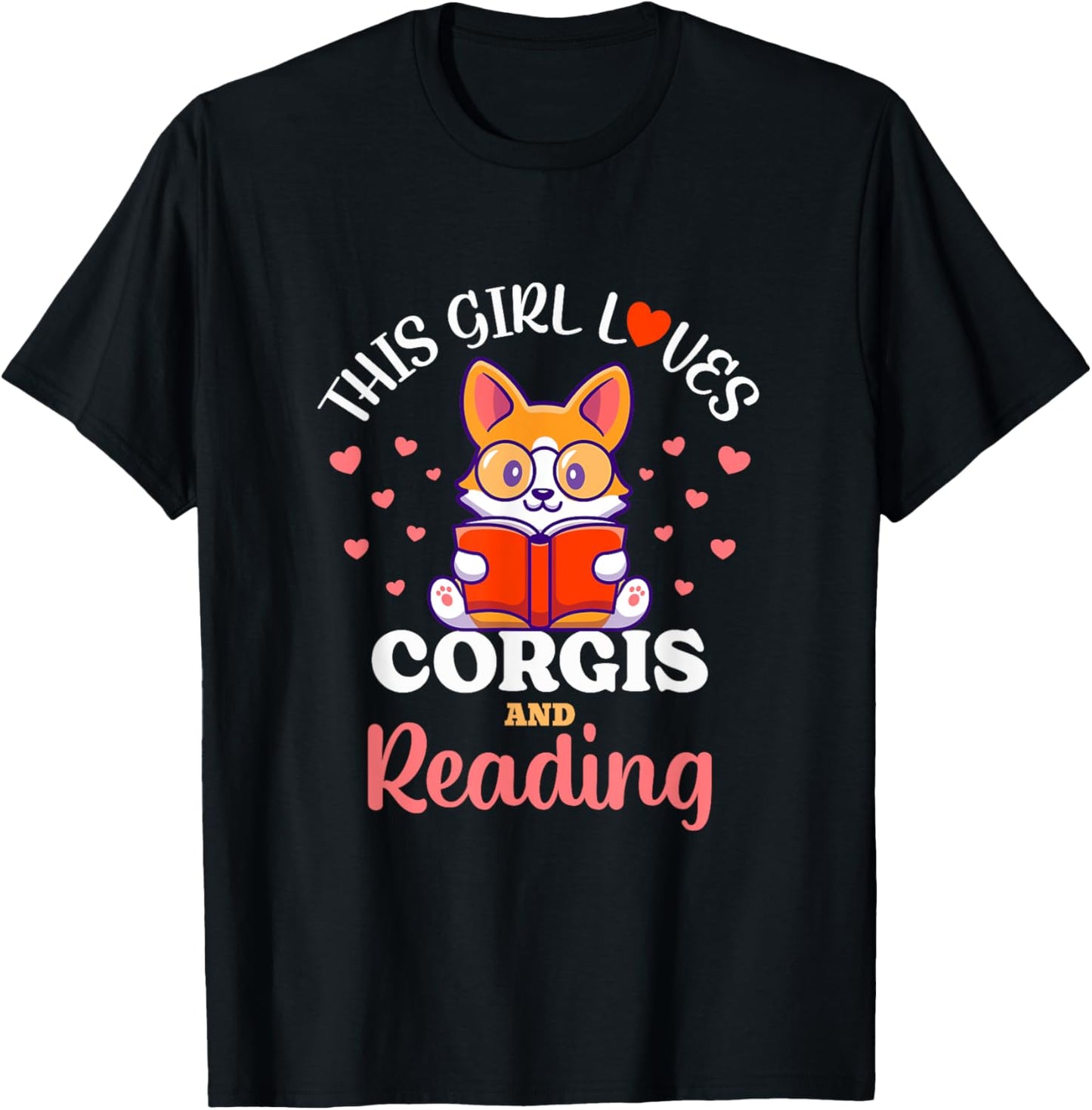This Girl Loves Corgis and Reading Dog Design T-Shirt