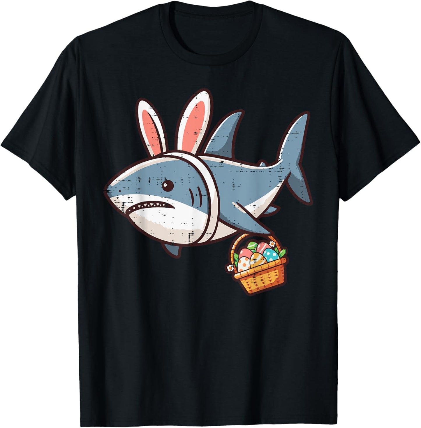 Shark Bunny Easter Eggs Funny Hunt Girls Boys Kids Men Women T-Shirt