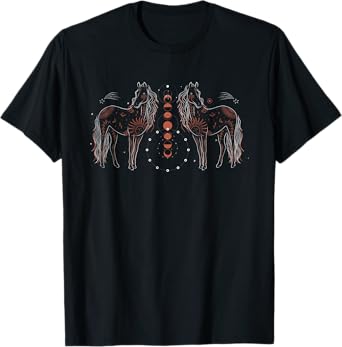 Abstract Celestial Horses Moon Phase T-Shirt