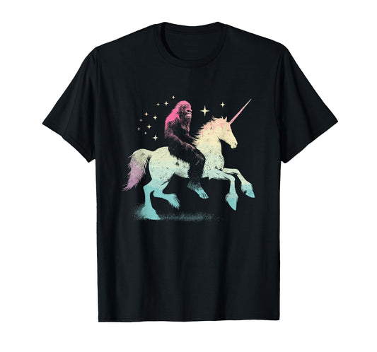 Bigfoot Riding A Unicorn - Funny Graphic Sasquatch Lover T-Shirt